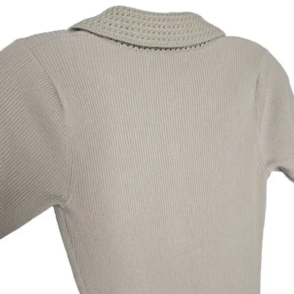 NEW Caroline Constas Ribbed Knit Crochet Collar Midi Dress Size Small - Picture 8 of 11